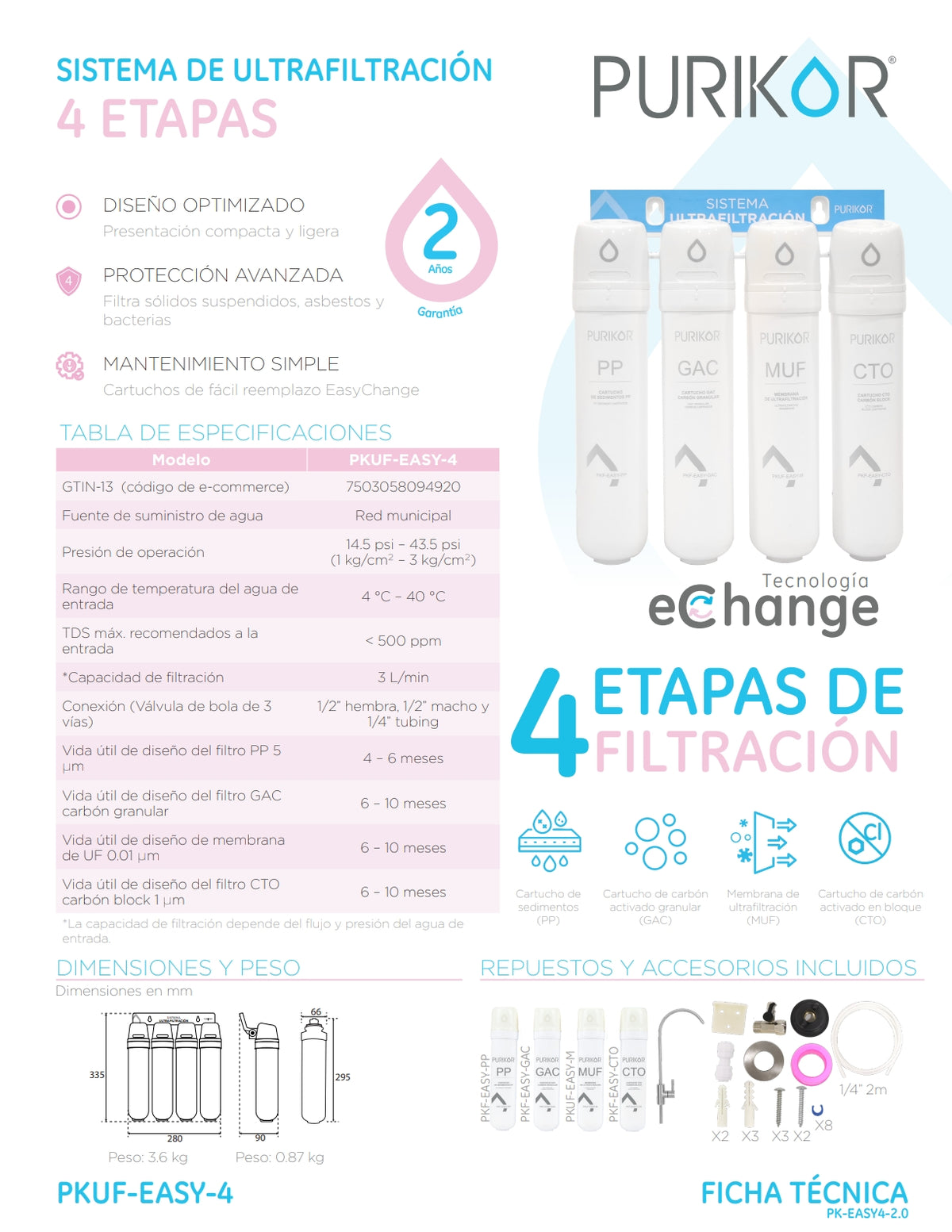 Sistema EASY3, EASY4 de Ultrafiltración