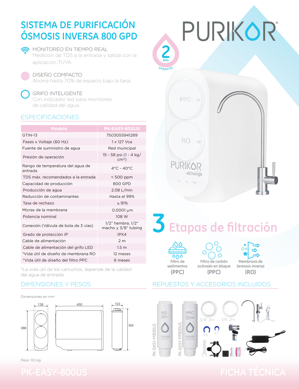 Sistema Ósmosis Avanzado Purikor 800gpm
